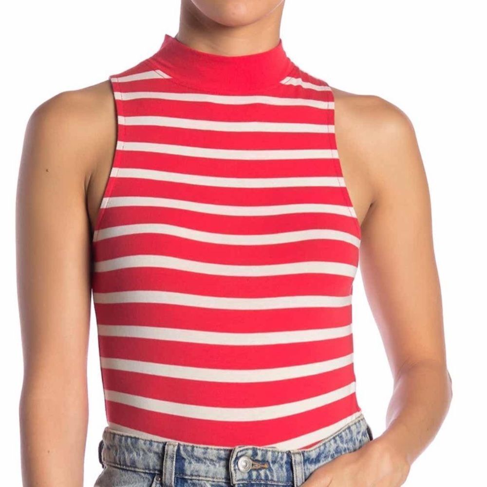 Abound Small pink and white striped sleeveless bodysuit